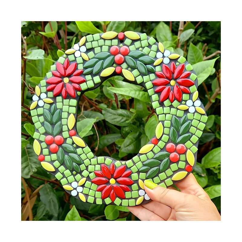 بلاط فسيفساء بتلات الزهور للأعمال الحرفية، قطع بلاط الزهور لمستلزمات صناعة الفسيفساء، ديكور فسيفساء خارجي يمكنك صنعه بنفسك (ألوان مختلطة) - Image 3