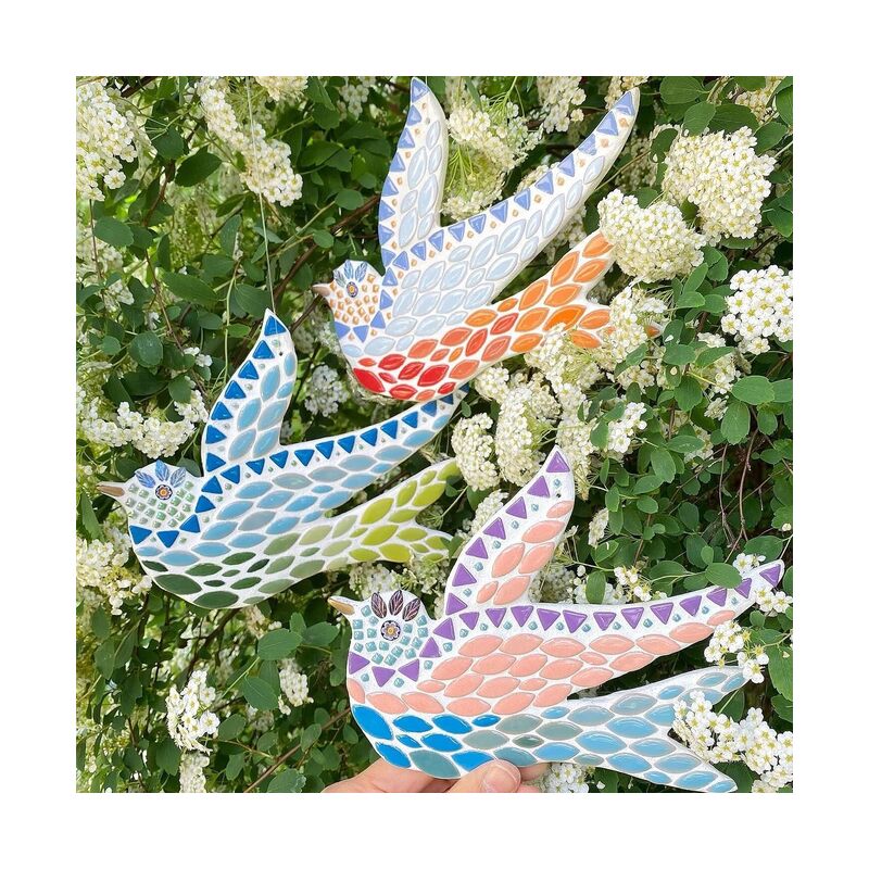 بلاط فسيفساء بتلات الزهور للأعمال الحرفية، قطع بلاط الزهور لمستلزمات صناعة الفسيفساء، ديكور فسيفساء خارجي يمكنك صنعه بنفسك (ألوان مختلطة) - Image 4