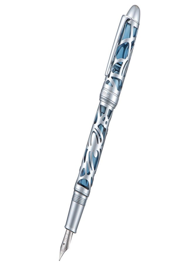 Asvine P80 Piston Filling Fountain Pen Medium Nib, Spider Skeleton Transparent Gray Blue Acrylic Pen Case and Wrench Set - Image 3
