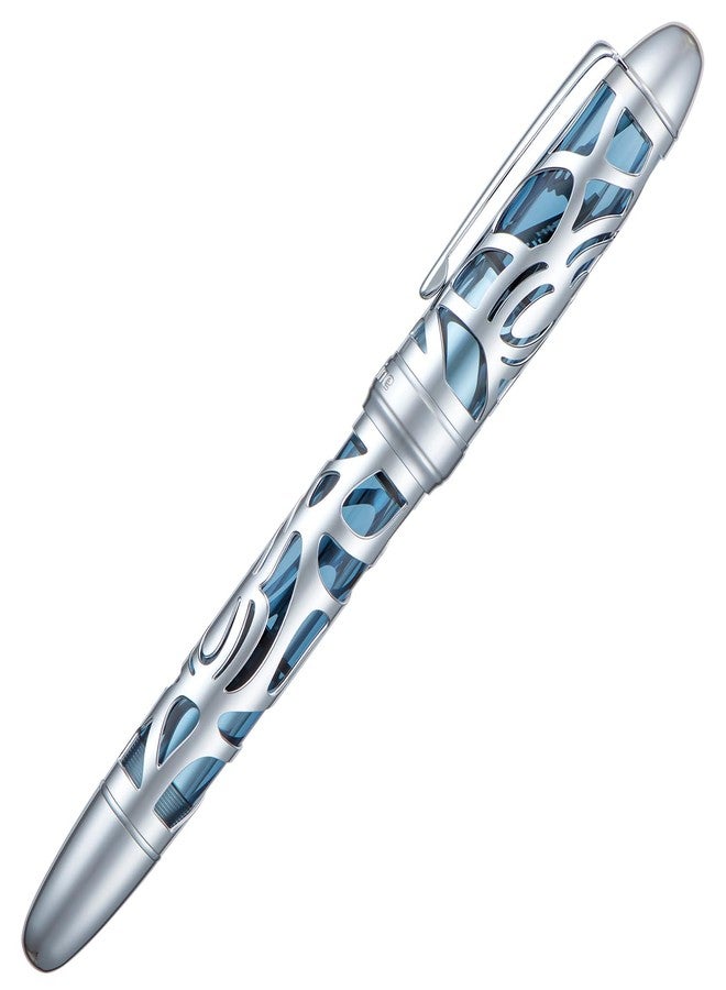 Asvine P80 Piston Filling Fountain Pen Medium Nib, Spider Skeleton Transparent Gray Blue Acrylic Pen Case and Wrench Set - Image 2