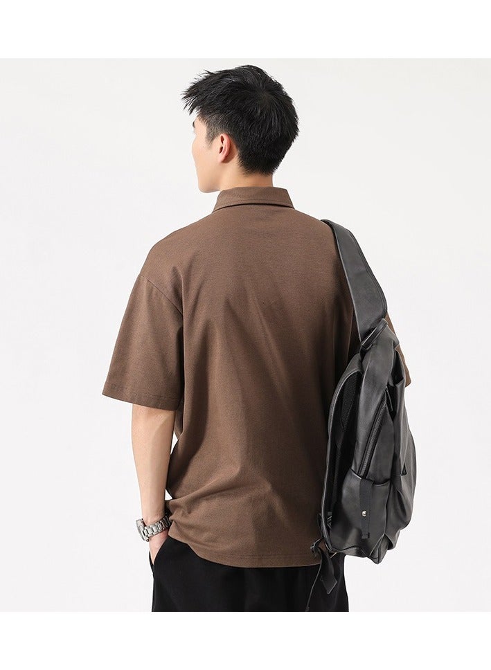 Shougu New Men's Loose High End Half Sleeve Polo Shirt  - Image 1