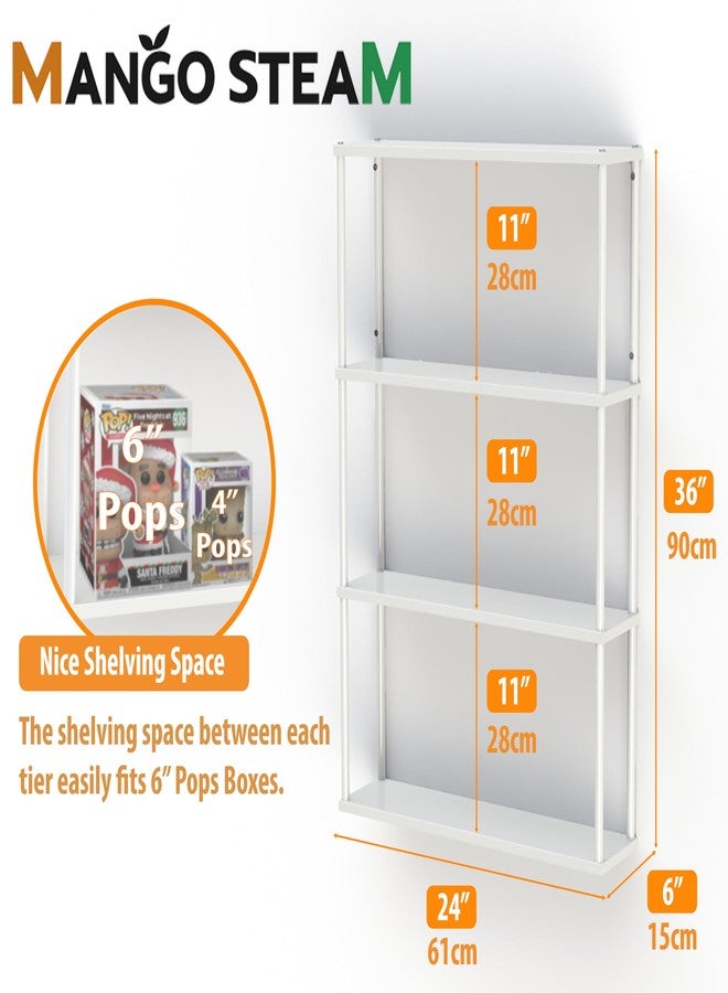 Mango Steam Wall-Mounted Steel Shelving Unit for Kitchen, Storage or Display Use - White - (36" H X 24" W X 6" D) - Image 4