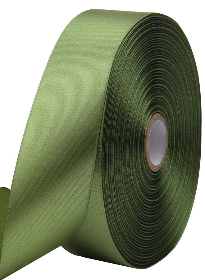 RIUNBB Olive green Solid Satin Ribbon 1-1/2 Inch 50 Yards Solid Polyester Fabric Ribbon for Gift Wrapping Wedding Christmas Baby Shower Birthday Party Decoration Handmade Immortal Flower Craft - Image 1