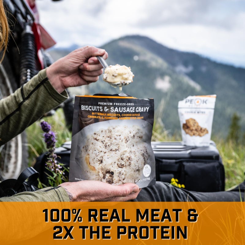 Peak Refuel Biscuits & Sausage Gravy | Freeze Dried Backpacking, Camping & Emergency Prep Food | 2 Servings Pouches - Image 5