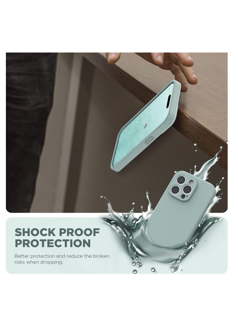 Aookay Compatible with iPhone 16 Pro Case, Liquid Silicone Upgrade [Camera Protection] [Soft Anti-Scratch Microfiber Lining] Shockproof Phone Case for iPhone 16 Pro (Blue Grey) - Image 3