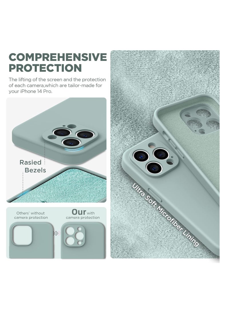 Aookay Compatible with iPhone 16 Pro Case, Liquid Silicone Upgrade [Camera Protection] [Soft Anti-Scratch Microfiber Lining] Shockproof Phone Case for iPhone 16 Pro (Blue Grey) - Image 5