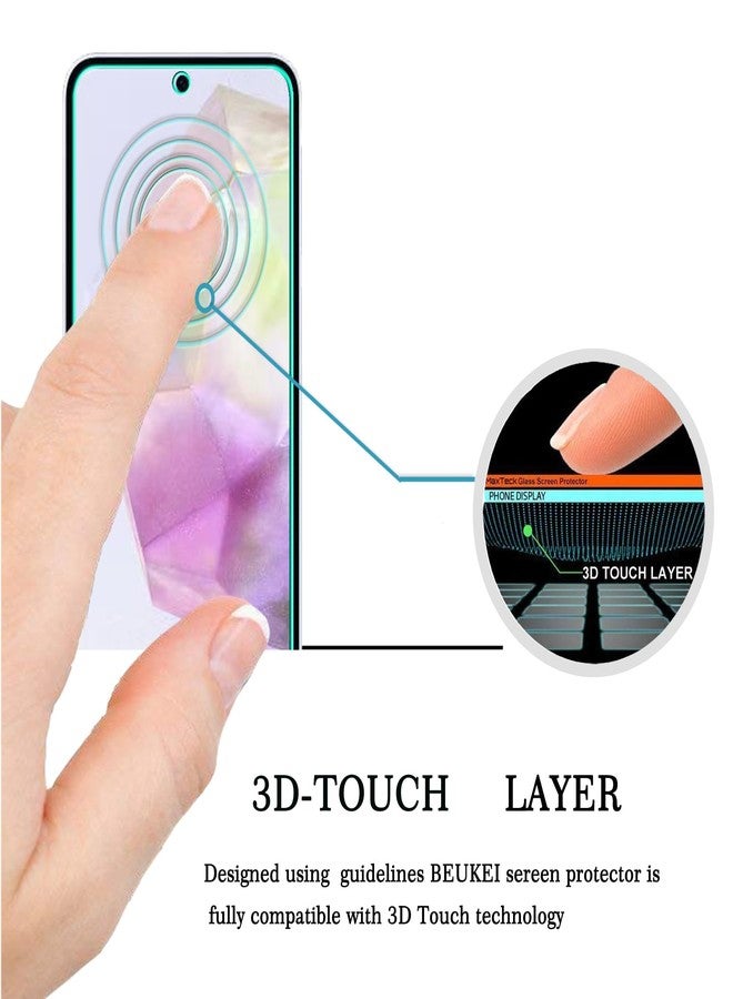 beukei (3 Pack) Designed for Samsung Galaxy A35 5G / Galaxy A35 Screen Protector Tempered Glass,Touch Sensitive,Case Friendly, 9H Hardness - Image 2
