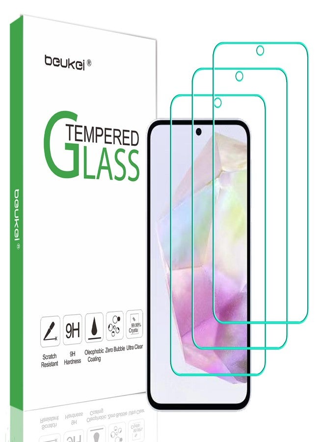 beukei (3 Pack) Designed for Samsung Galaxy A35 5G / Galaxy A35 Screen Protector Tempered Glass,Touch Sensitive,Case Friendly, 9H Hardness - Image 1