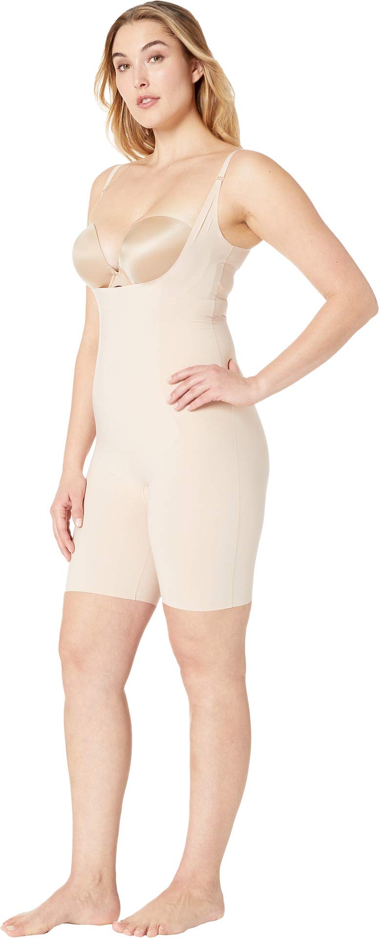 Spanx Women's Thinstincts Open-Bust Mid-Thigh Bodysuit, Soft Nude, X-Large - Image 2