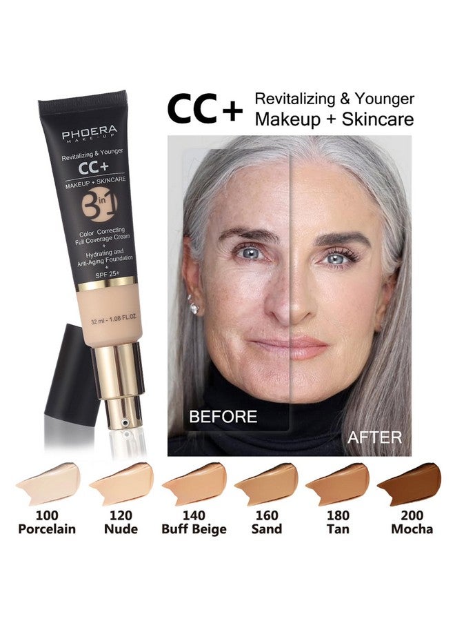Hilareco PHOERA Foundation Full Coverage,PHOERA CC+ Cream,2024 New PHOERA Foundation Makeup for Mature Skin, Wrinkles Matte Natural Finish,Primer (104+140CC+N03/ Buff Beige) - Image 3