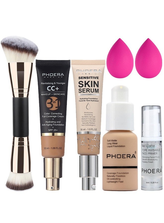 Hilareco PHOERA Foundation Full Coverage,PHOERA CC+ Cream,2024 New PHOERA Foundation Makeup for Mature Skin, Wrinkles Matte Natural Finish,Primer (104+140CC+N03/ Buff Beige) - Image 1