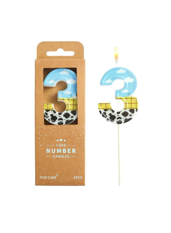PHD CAKE 2.76 Inch Number 3 Toy Inspired Birthday Candles, Cartoon Story Number Candles, Cake Number Candles, Party Celebration - Image 1