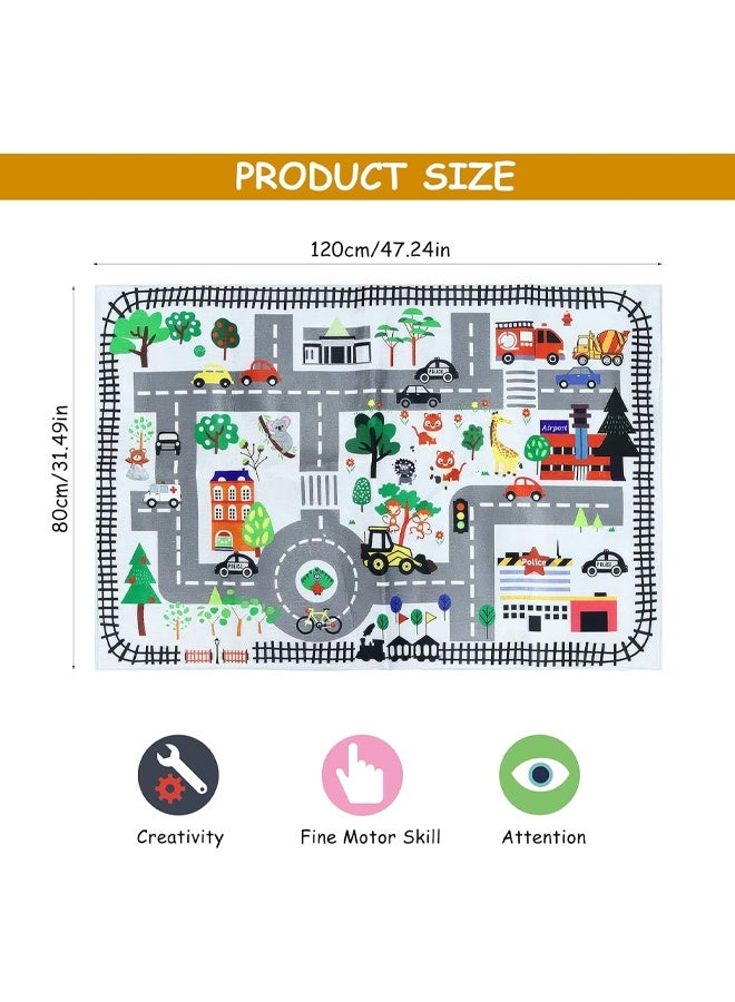 إتش كيو جيمنغ سجادة لعب تعليمية للأطفال، سجادة لعب على الطرق المرورية للأطفال، سجادة سيارة كبيرة لتعلم منطقة اللعب، سجادة للأطفال لغرفة اللعب وغرفة المعيشة وغرفة الحضانة (B، 80 * 120 سم) - Image 2