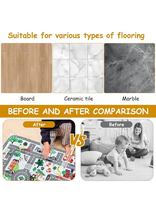 إتش كيو جيمنغ سجادة لعب تعليمية للأطفال، سجادة لعب على الطرق المرورية للأطفال، سجادة سيارة كبيرة لتعلم منطقة اللعب، سجادة للأطفال لغرفة اللعب وغرفة المعيشة وغرفة الحضانة (B، 80 * 120 سم) - Image 3