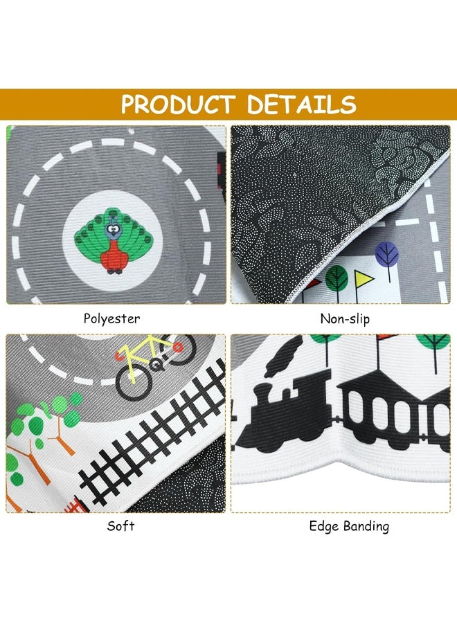 إتش كيو جيمنغ سجادة لعب تعليمية للأطفال، سجادة لعب على الطرق المرورية للأطفال، سجادة سيارة كبيرة لتعلم منطقة اللعب، سجادة للأطفال لغرفة اللعب وغرفة المعيشة وغرفة الحضانة (B، 80 * 120 سم) - Image 5
