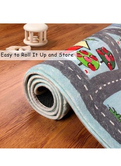 HQ-GAMING Kids Rug Educational Play Rug Traffic Road Kids Play Car Mat Large Learning Play Game Area Rug Kids Carpet for Playroom Living Room Nursery Room Decor (B, 80 * 120cm)  - Image 5