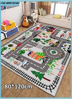 HQ-GAMING Kids Rug Educational Play Rug Traffic Road Kids Play Car Mat Large Learning Play Game Area Rug Kids Carpet for Playroom Living Room Nursery Room Decor (B, 80 * 120cm)  - Image 1