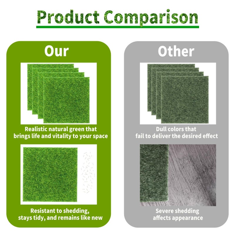 KAEZDD 4 Packs 6 X 6 Inch Fake Grass Decor for Crafts, Artificial Grass for Miniature Ornament Projects, Model Turf Grass for DIY Fairy Garden Accessories and Decor Kit - Image 4
