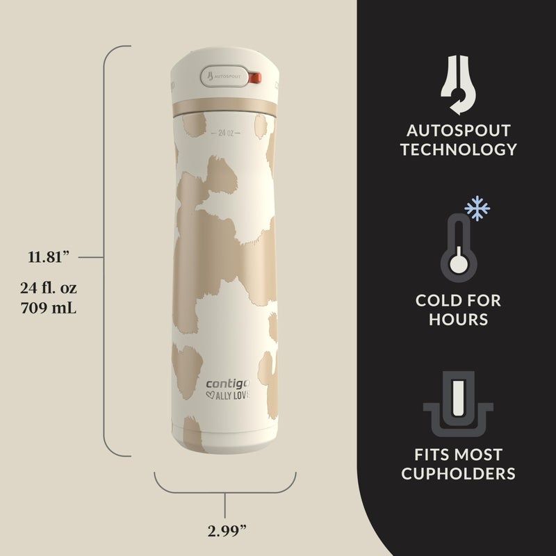 Contigo x Ally Love Jackson Chill 2.0, Stainless Steel, Spill Proof Water Bottle with AutoPop Lid, BPA Free, 24oz, Oatmilk - Image 3