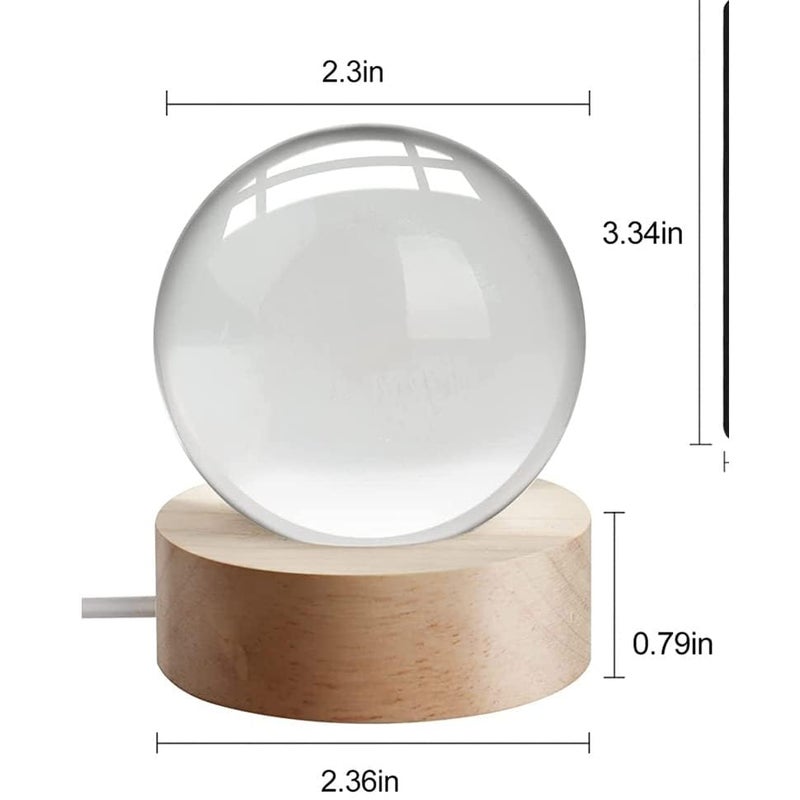 SHOPOGENIX Solar System Moon Crystal Ball Night Light 60mm,Glass Ball Night LED Lamp with USB Powered 2.4 Inch Wooden Base Colorful Crystal Ball for Gifts Men,Women,Kids,Boys,Girls (Galaxy) - Image 4