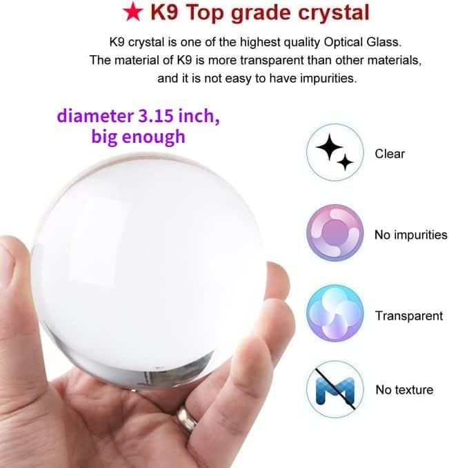 SHOPOGENIX Solar System Moon Crystal Ball Night Light 60mm,Glass Ball Night LED Lamp with USB Powered 2.4 Inch Wooden Base Colorful Crystal Ball for Gifts Men,Women,Kids,Boys,Girls (Galaxy) - Image 2