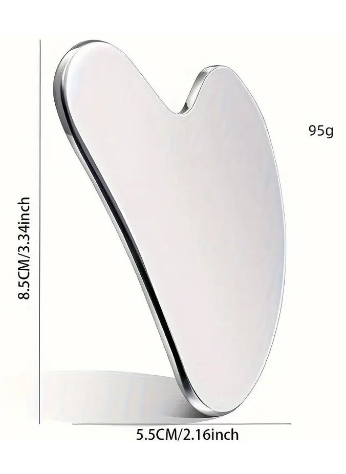 Ucanbe 1 Set Stainless Steel Gua Sha Massage Tool, Heart-Shaped Facial Scraping Therapy Massager, Unscented, Non-Electric, Battery-Free, Ideal for Face, Neck, and Body Muscle Relaxation, Gift Box Included  - Image 1