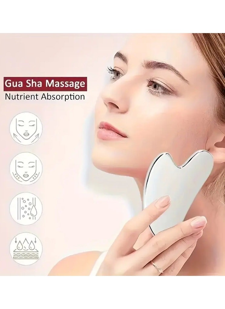 Ucanbe 1 Set Stainless Steel Gua Sha Massage Tool, Heart-Shaped Facial Scraping Therapy Massager, Unscented, Non-Electric, Battery-Free, Ideal for Face, Neck, and Body Muscle Relaxation, Gift Box Included  - Image 5