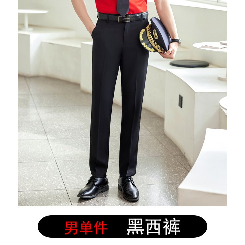 Shirt Womens Short-sleeved Business Wear Womens Dress suit High-speed Railway Attendant Uniform Flight Attendant White Shirt Work Clothes Men's one-piece black trousers