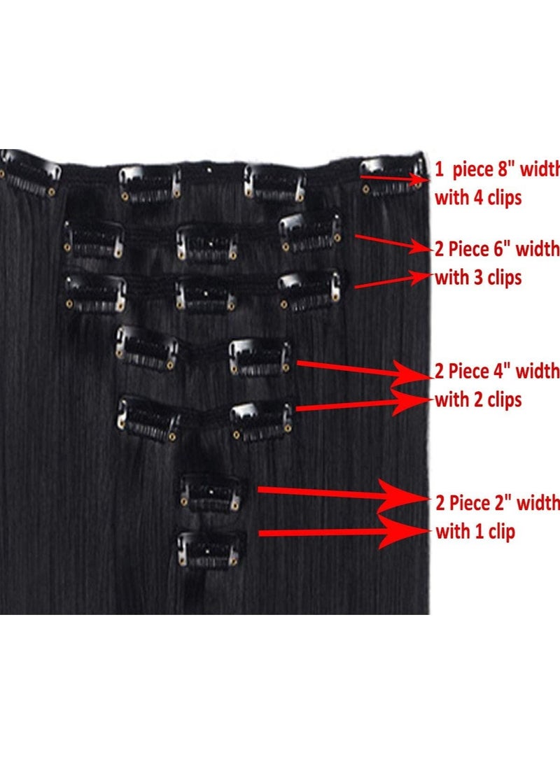 إستيل Estelle 7 قطع 16 مشابك 24 بوصة سميكة مجعد مستقيم كامل الرأس في على لحمة مزدوجة وصلات شعر بني داكن مجعد - Image 5