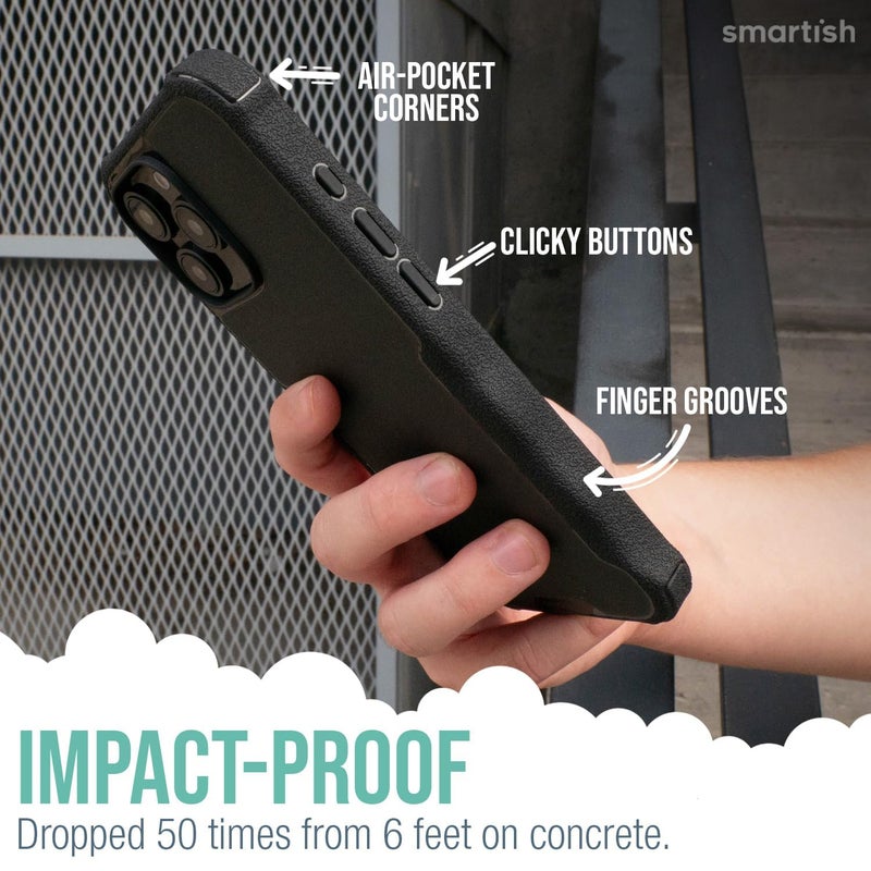 SmartishÂ® iPhone 16 Pro Max Protective Magnetic Case - Gripzilla Compatible with MagSafe [Rugged + Tough] Heavy Duty Armor Cover Drop Tested Protection for Apple iPhone 16 Pro Max - Black Tie Affair - Image 4