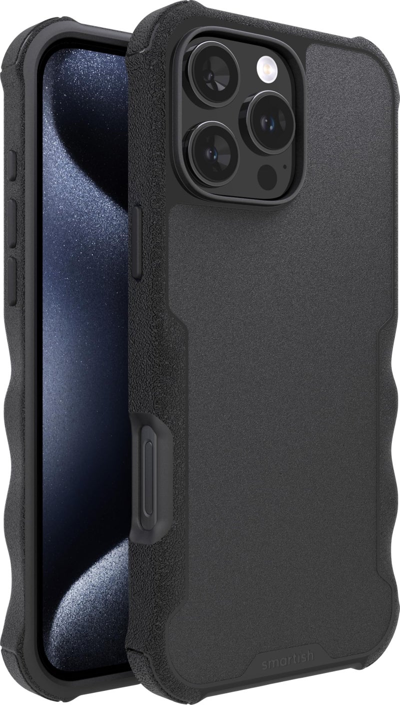 SmartishÂ® iPhone 16 Pro Max Protective Magnetic Case - Gripzilla Compatible with MagSafe [Rugged + Tough] Heavy Duty Armor Cover Drop Tested Protection for Apple iPhone 16 Pro Max - Black Tie Affair - Image 1