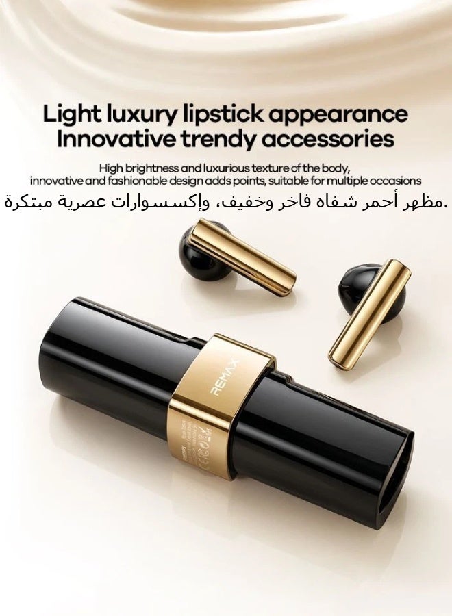 REMAX TWS-05 Lipstick True Wireless Half-In-Ear Earbuds, Bluetooth 6.0, 3.5g Ultra Light Wireless Earphones (Gilding Black) - Image 4