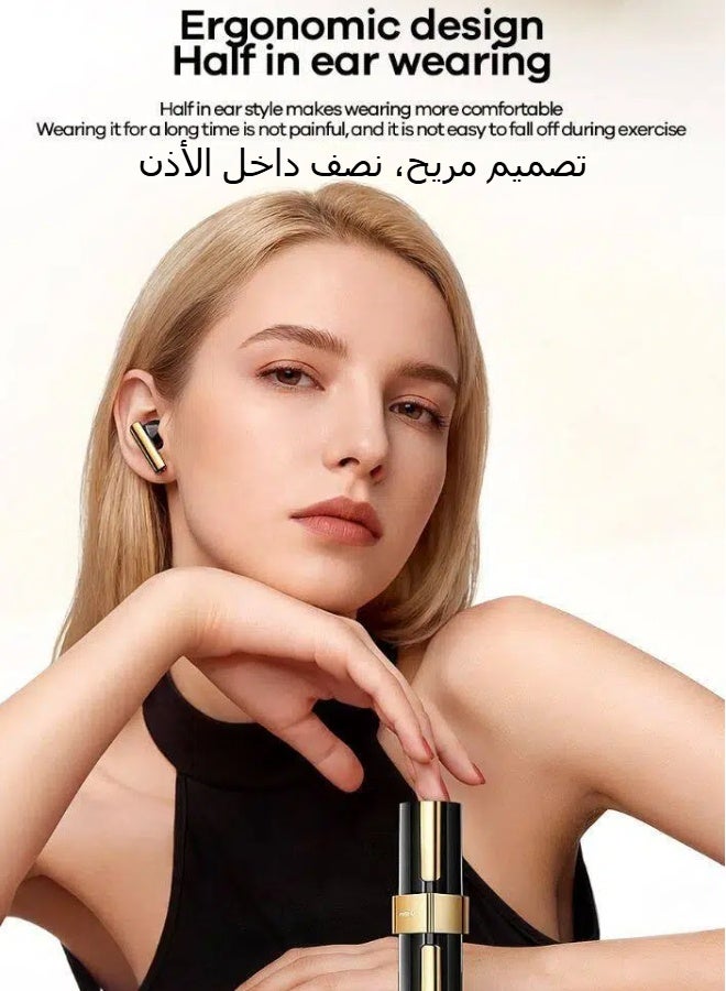 REMAX TWS-05 Lipstick True Wireless Half-In-Ear Earbuds, Bluetooth 6.0, 3.5g Ultra Light Wireless Earphones (Gilding Black) - Image 5