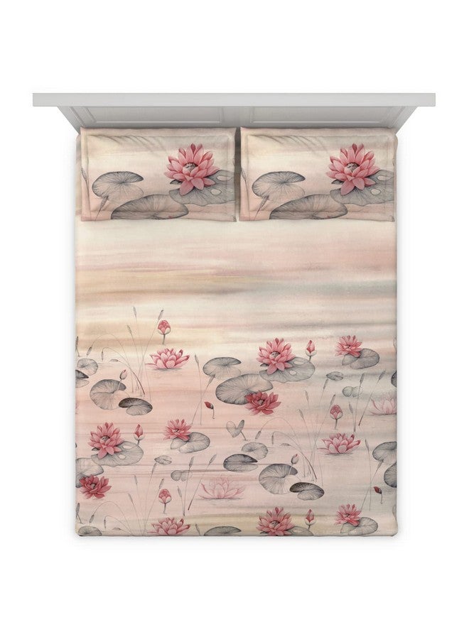 DDECOR Live beautiful Ddecor Bedsheet Set - Primary Collection 100% Cotton Bedsheet for Double Bed, Floral, 136TC, Double Bedsheet with 2 Pillow Covers Red  - Image 3