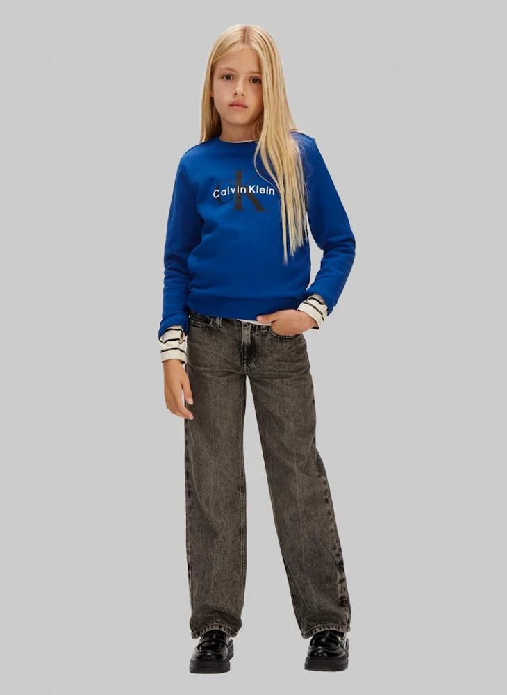 Calvin Klein Jeans Admiral Blue Youth Graphic Pullover Sweatshirt for Men | Best Price UAE