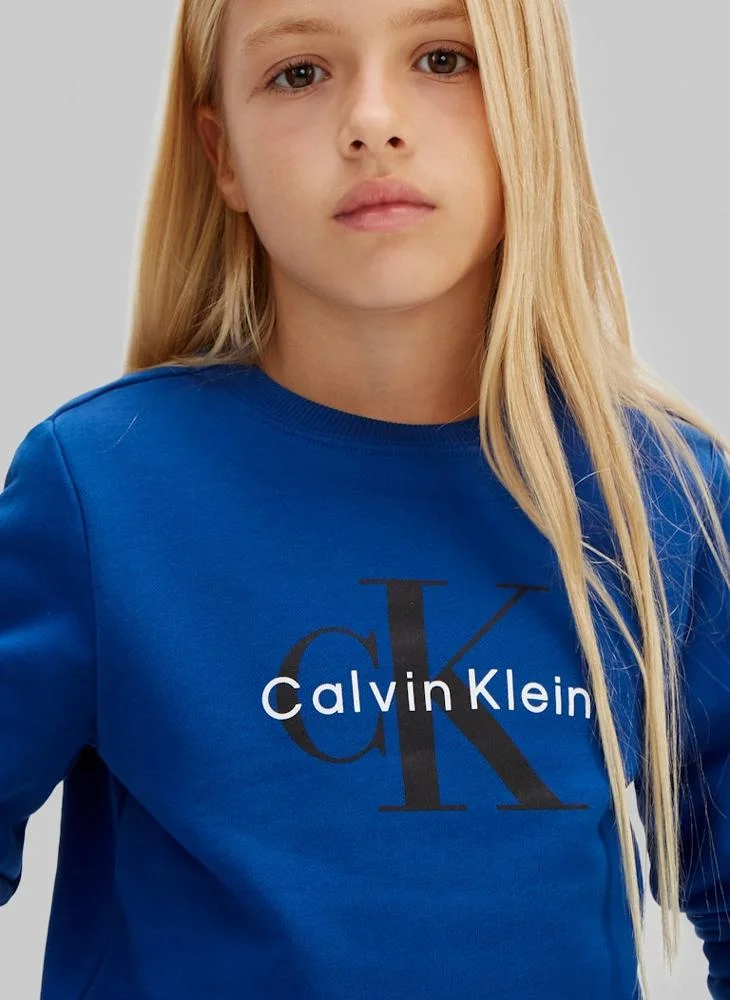 Calvin Klein Jeans Admiral Blue Youth Graphic Pullover Sweatshirt for Men | Best Price UAE