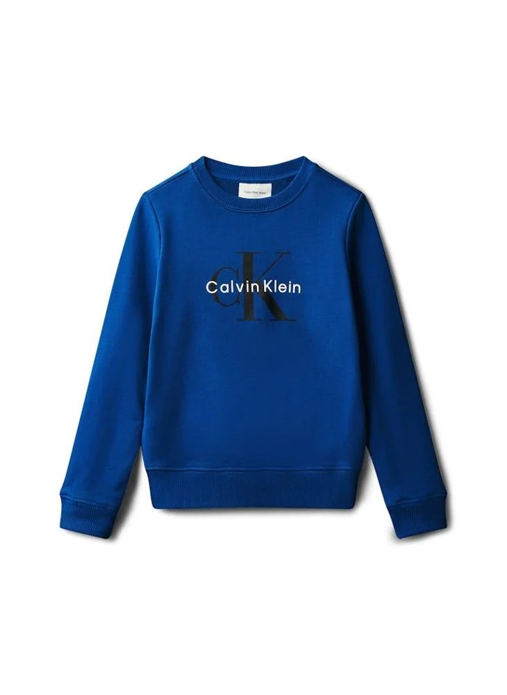 Calvin Klein Jeans Admiral Blue Youth Graphic Pullover Sweatshirt for Men | Best Price UAE