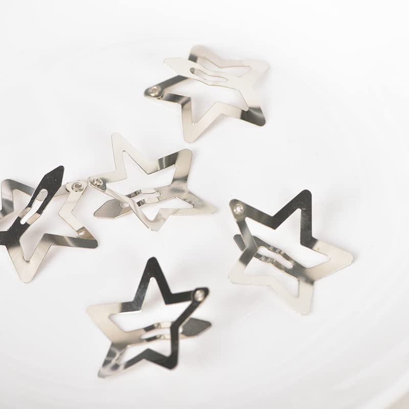 Kefley Star Snap Hair Clips Silver Y2K 2000s 10 Pieces Girls Hair Barrettes Hairclips Headpieces Non Slip Metal Stars Hair Accessories for Women Girls - Image 5