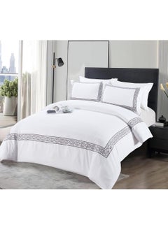 Comfy Comfy 6pc Embroidered Premium Quality Pure Cotton King Size Comforter Set White 