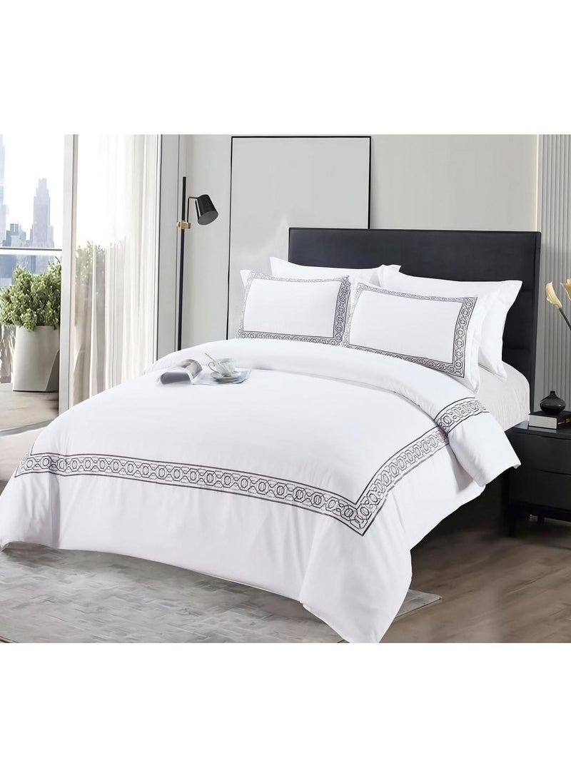 Comfy Comfy 6pc Embroidered Premium Quality Pure Cotton King Size Comforter Set White 