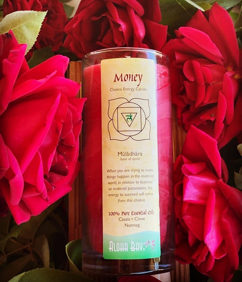 Aloha Bay Premium Scented Candle Hand Made Chakra Energy Jar | 11 Oz Jar | Money, Muladhara| Yoga, Prayer & Meditation Candle | Long Burn 60 Hours | Essential Oils of Cassia, Clove & Nutmeg | Aloha Bay - Image 1