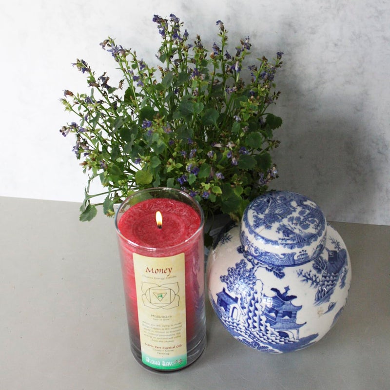 Aloha Bay Premium Scented Candle Hand Made Chakra Energy Jar | 11 Oz Jar | Money, Muladhara| Yoga, Prayer & Meditation Candle | Long Burn 60 Hours | Essential Oils of Cassia, Clove & Nutmeg | Aloha Bay - Image 2