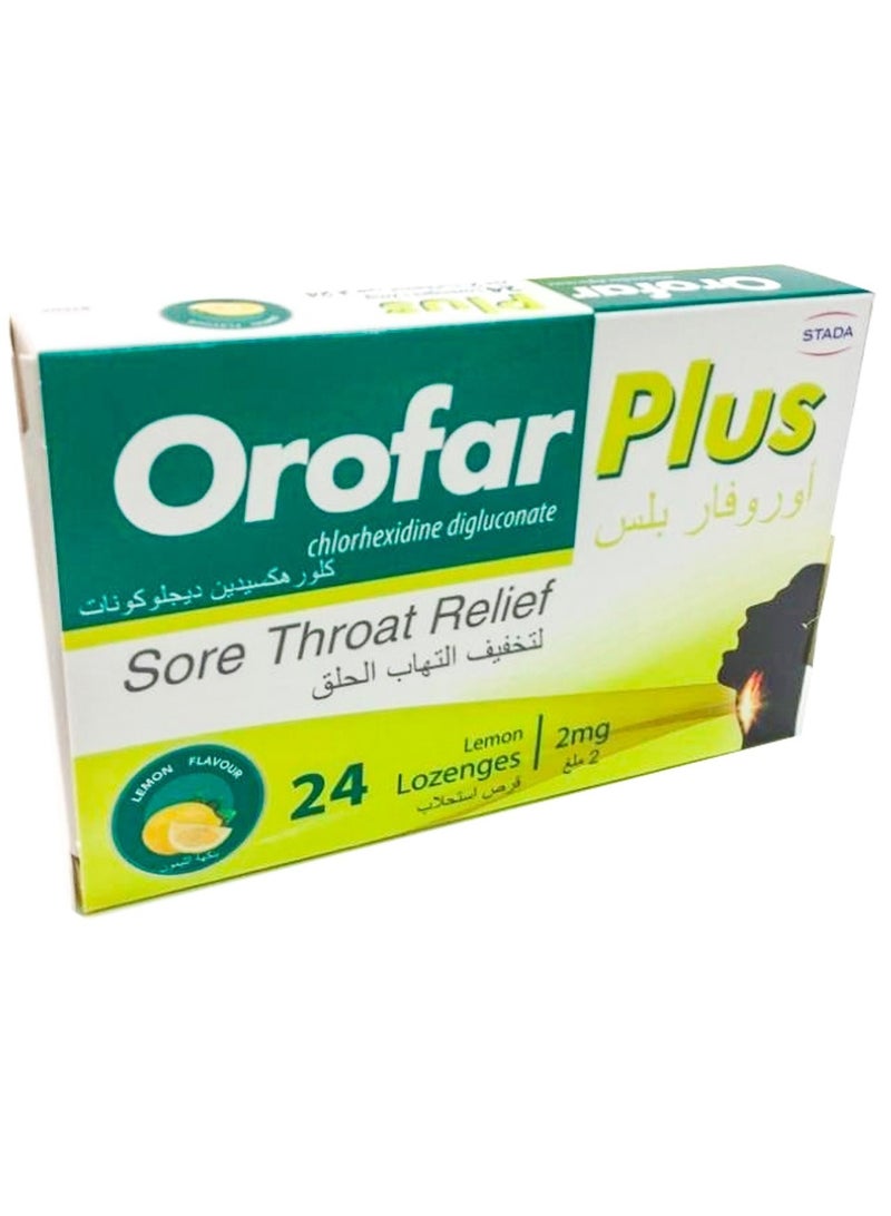 Sore Throat Relief 24 Lemon Lozenges 2Mg