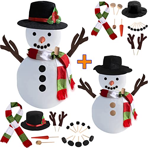 SEMETOR Snowman Kit 2Pack Christmas Snowman Decorating Making Kit Outdoor Fun Christmas Winter Holiday Party Decoration Gift Xmas Holiday Winter Party snow man kit Outdoor Fun Supplies for Kids Family - Image 1