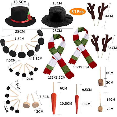 SEMETOR Snowman Kit 2Pack Christmas Snowman Decorating Making Kit Outdoor Fun Christmas Winter Holiday Party Decoration Gift Xmas Holiday Winter Party snow man kit Outdoor Fun Supplies for Kids Family - Image 5