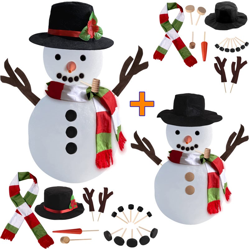 SEMETOR Snowman Kit 2Pack Christmas Snowman Decorating Making Kit Outdoor Fun Christmas Winter Holiday Party Decoration Gift Xmas Holiday Winter Party snow man kit Outdoor Fun Supplies for Kids Family - Image 3