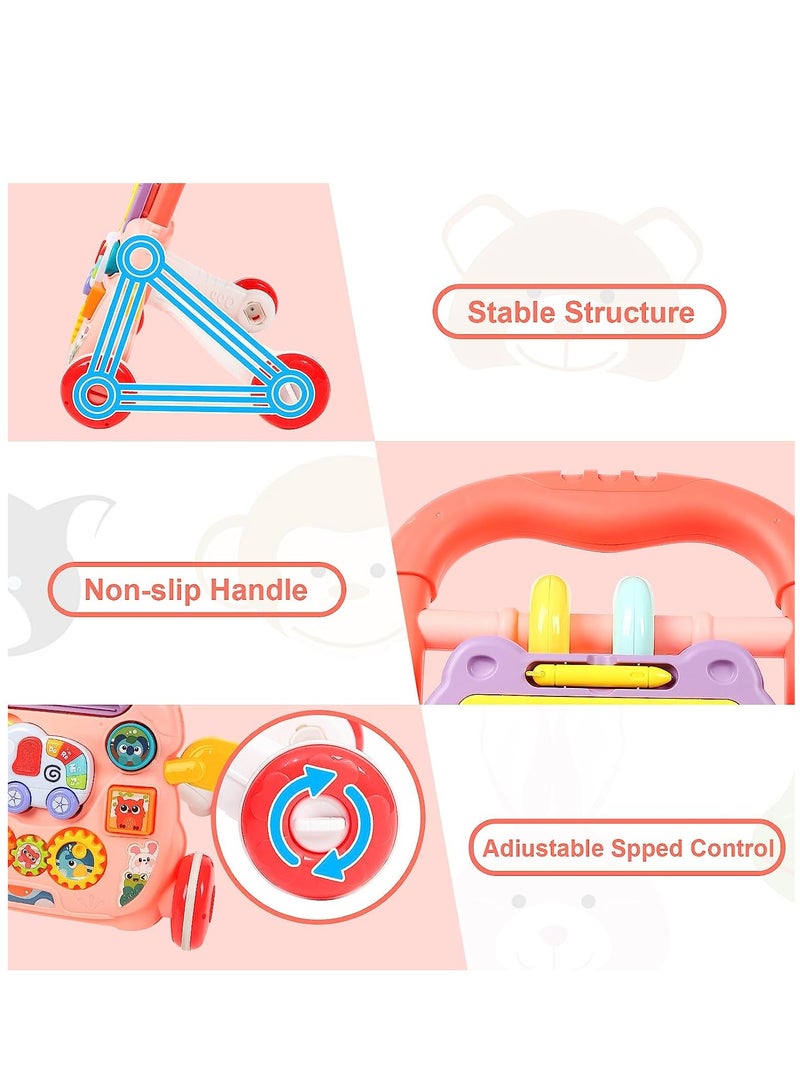 بايبي 2 في 1 طفل من وضع إلى موقف التعلم ووكر التعليم المبكر الأطفال النشاط لوحة اللعب متعددة الوظائف الموسيقى الأطفال ألعاب التعلم لمدة سنة واحدة الفتيات القديمة الأولاد الوردي - Image 4