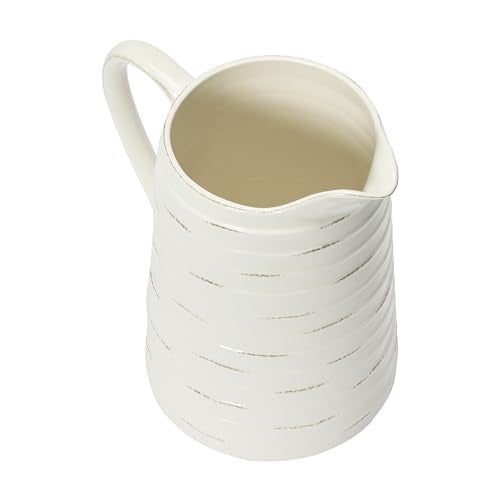 Creative Co-Op White Ceramic Pitcher - Image 4