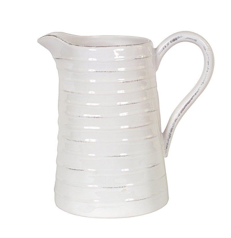 Creative Co-Op White Ceramic Pitcher - Image 5