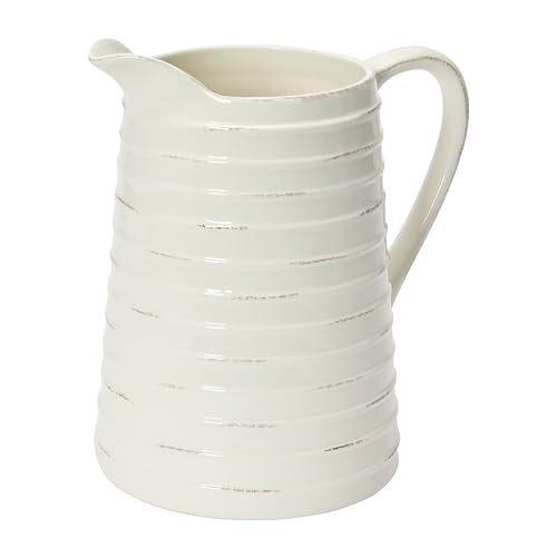 Creative Co-Op White Ceramic Pitcher - Image 1